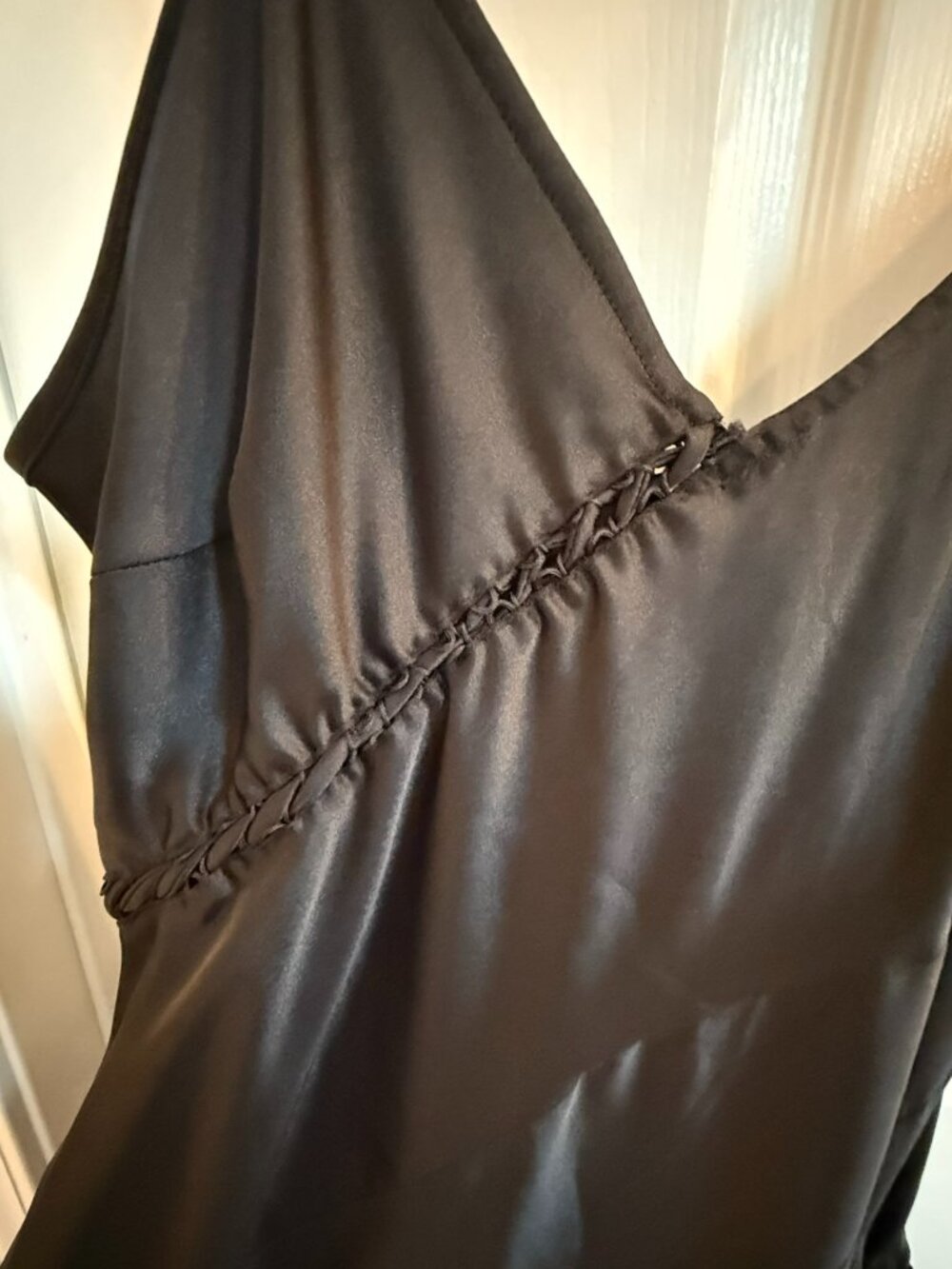 NWT Topshop Lace Up Satin Midi Slip Dress Black 10 Asymetrical - Picture 9 of 13